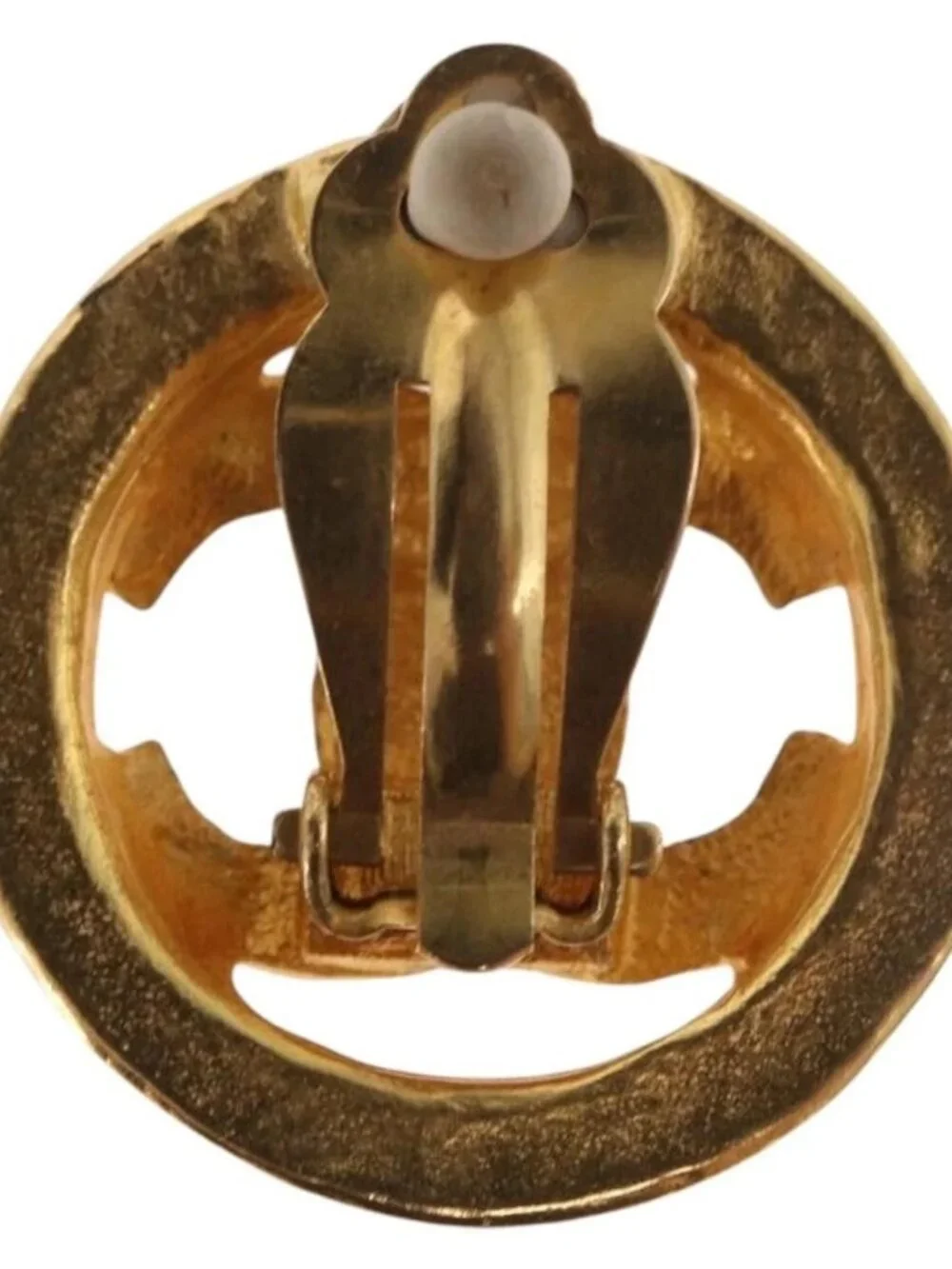 CHANEL COCO Mark Earring Metal Gold Tone CC Auth 187301M